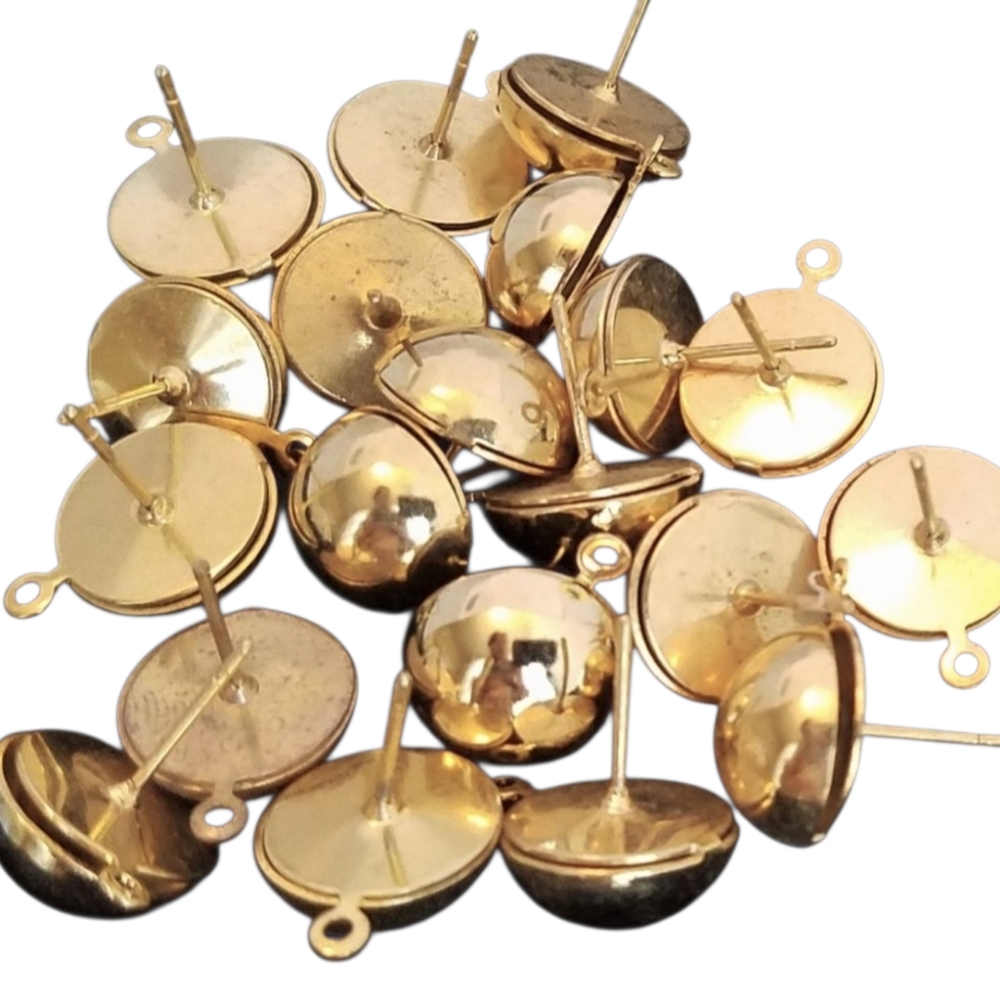 Last set! 38 EAR DROPS Gold color Round Stud LOT Earring Jewelry Making new